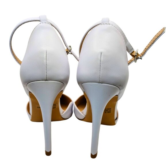 Lulus Kimo White Scalloped Ankle Strap Heels | Size 9 NWT - Picture 5 of 12